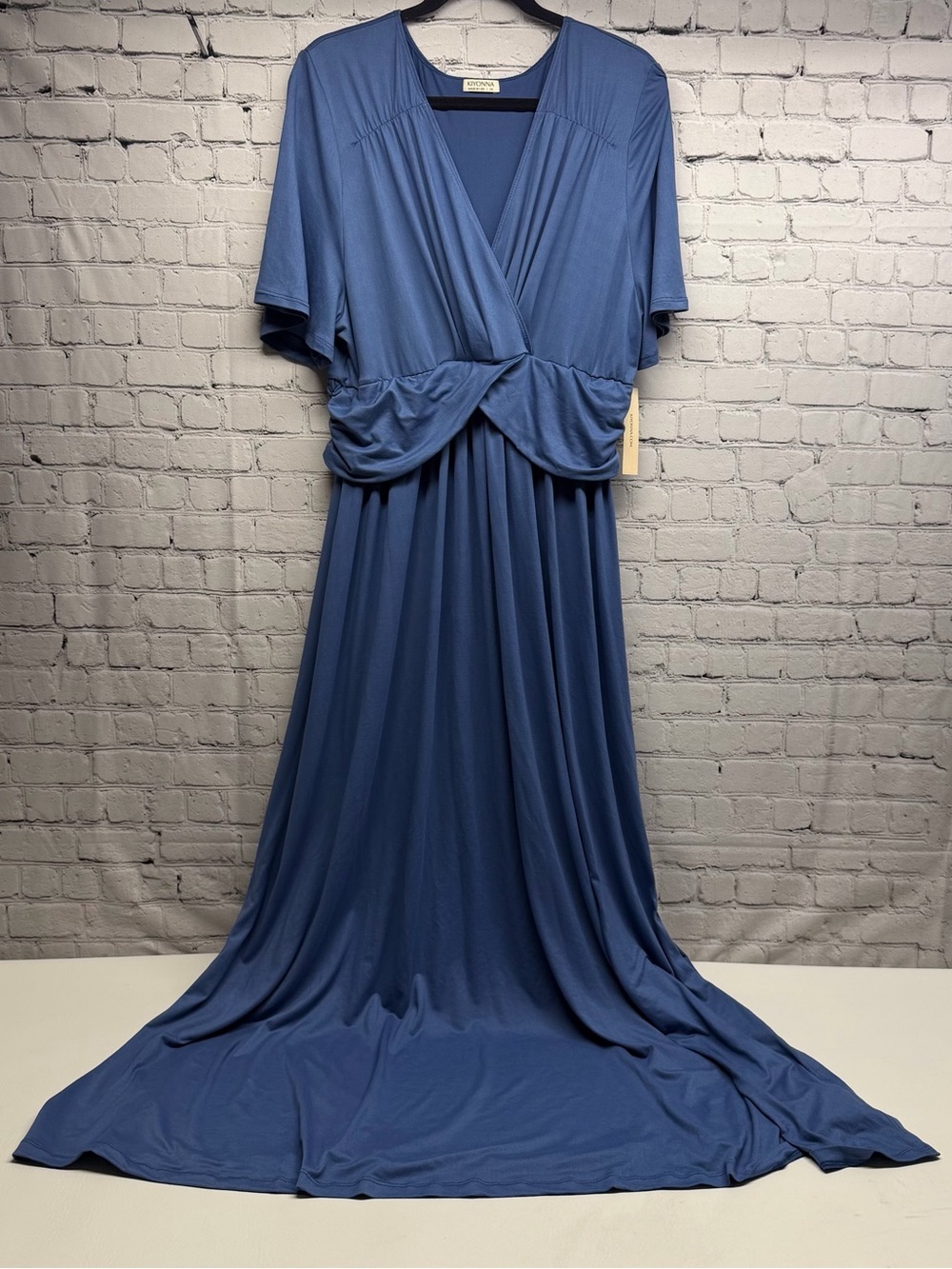 Kiyonna Slate Blue Twist-Front Maxi Dress size 2X NWT